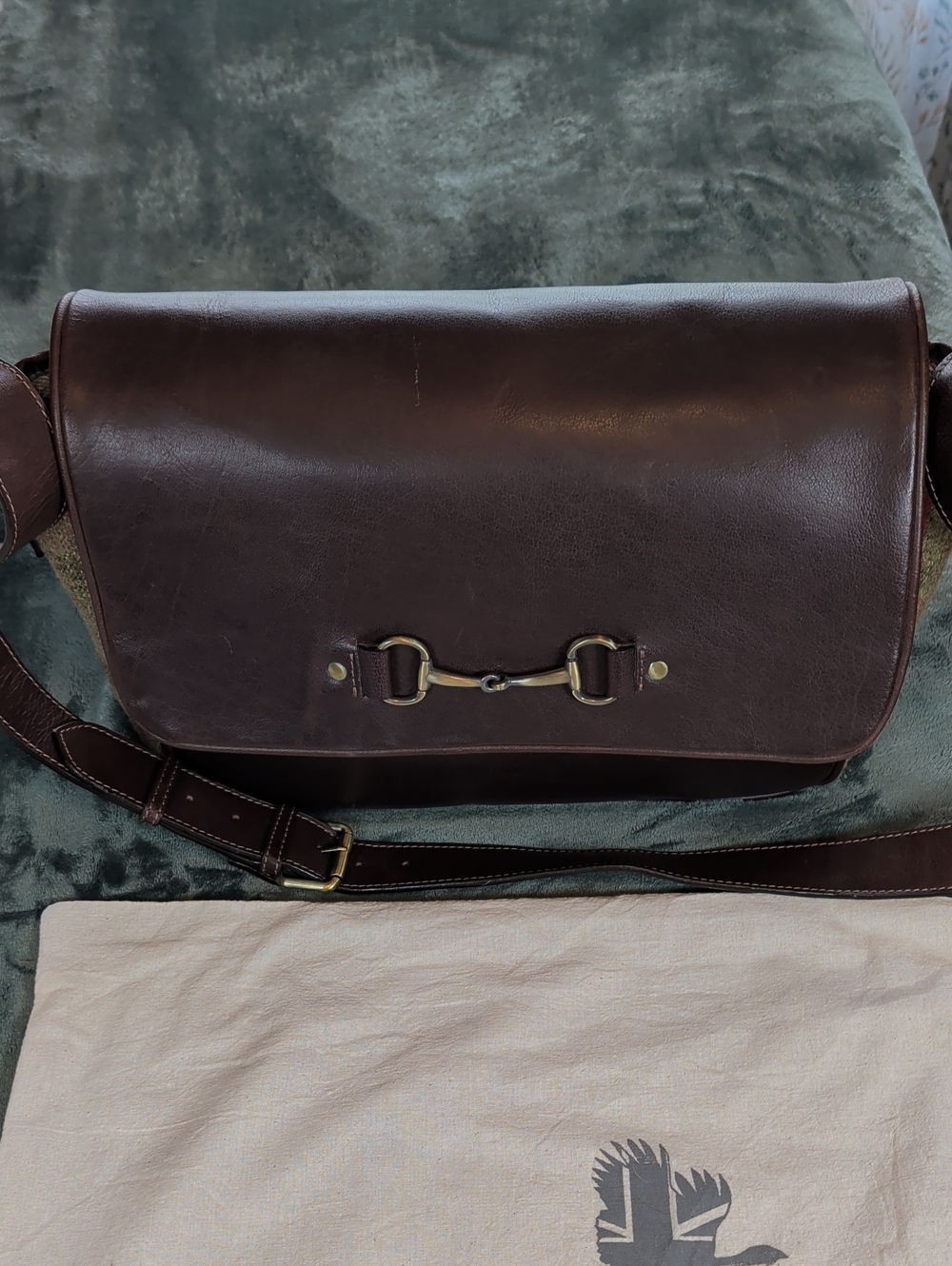Leather Satchel Crossbody in Dark Brown with Bridle Bit Detail
